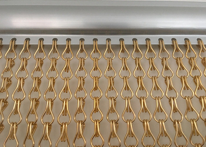 Gold Color Chain Link Curtain Anodized Aluminum Decoration For Doors