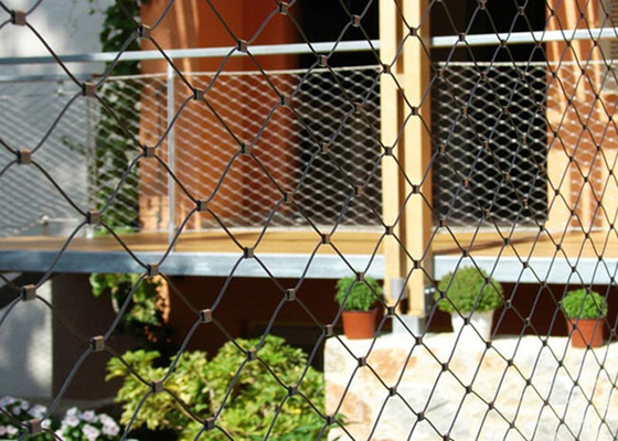 Malha de aço inoxidável personalizada da corda de fio da balaustrada flexível para o balcão com furo do milímetro 50*50 milímetro da virola 2,0
