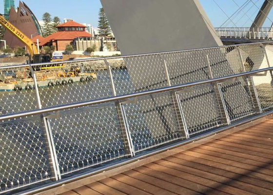 Rede de aço inoxidável da segurança da proteção da queda para o furo do milímetro 60x60 milímetro da ponte 3,0
