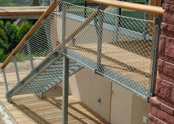 Corda de aço inoxidável plena Mesh For Staircase do cabo da balaustrada furo de 50 x de 50mm