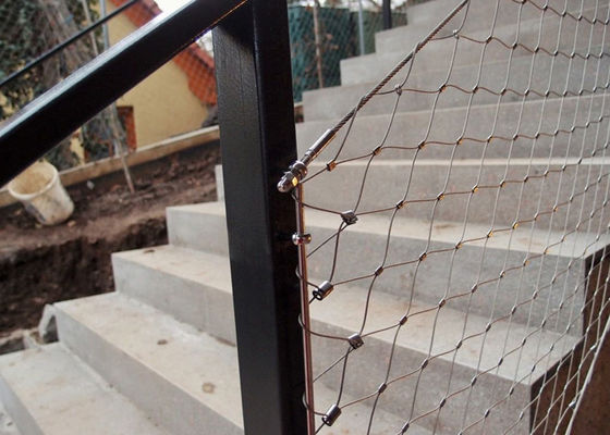Malha de fio de aço inoxidável com abertura de malha de 80x80mm para prevenção de quedas em malha de cabo de enchimento de balaustrada SS 304/316